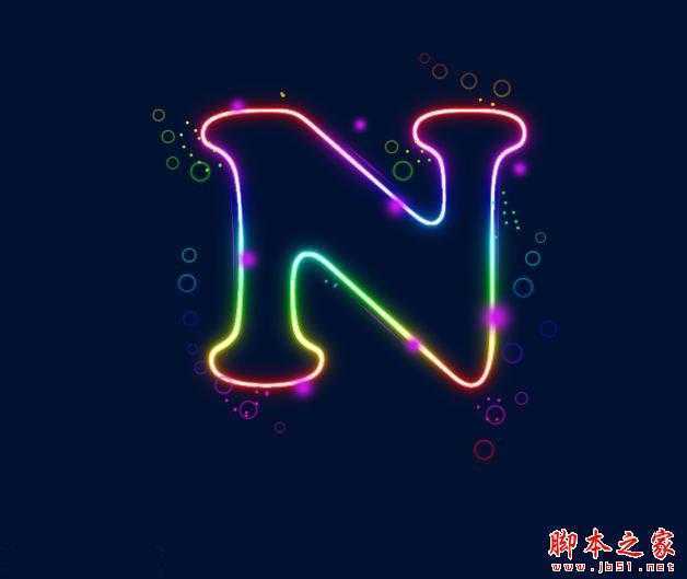 ‘PS设计打造出漂亮的泡泡紫色霓虹文字‘