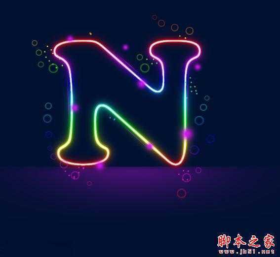 ‘PS设计打造出漂亮的泡泡紫色霓虹文字‘