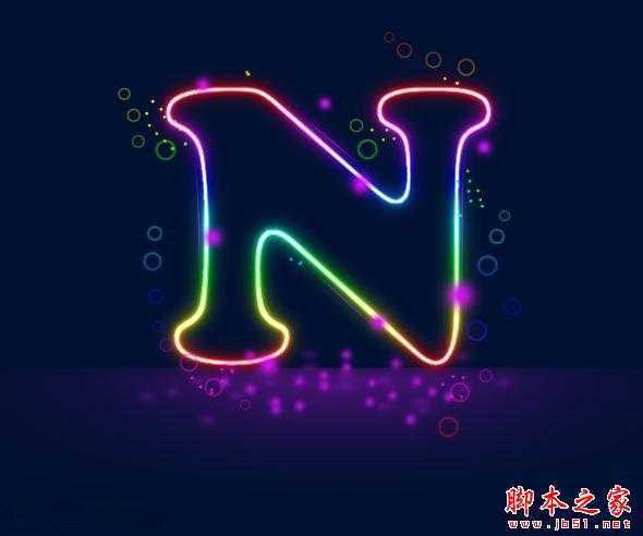 ‘PS设计打造出漂亮的泡泡紫色霓虹文字‘