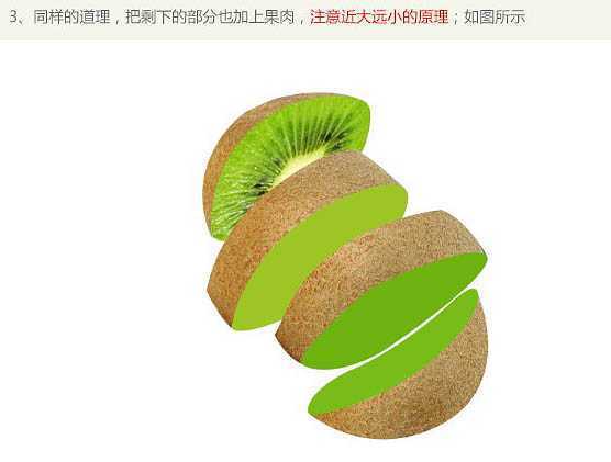 ‘PS制作猕猴桃被旋转切开的动感瞬间‘