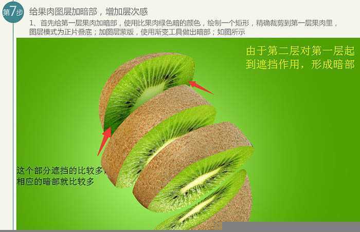 ‘PS制作猕猴桃被旋转切开的动感瞬间‘