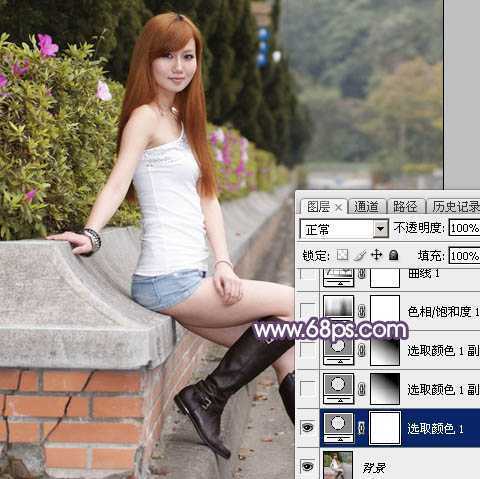 ‘Photoshop将夏季外景美女图片增加秋季阳光暖色‘