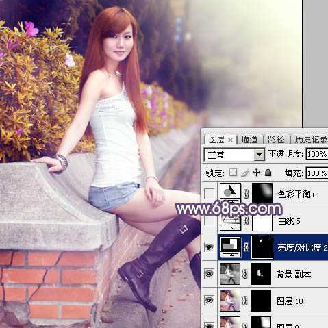 ‘Photoshop将夏季外景美女图片增加秋季阳光暖色‘