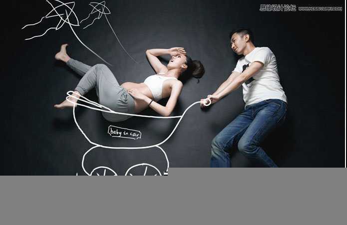 ‘Photoshop合成创意卡通手绘背景照片‘