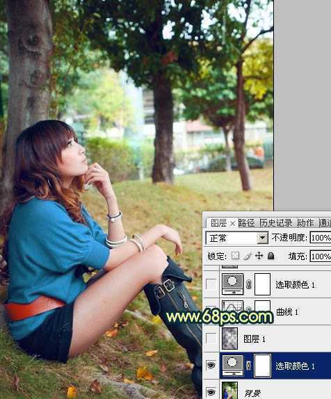 ‘Photoshop将外景美女图片调制出柔美的夏日暖色调效果‘