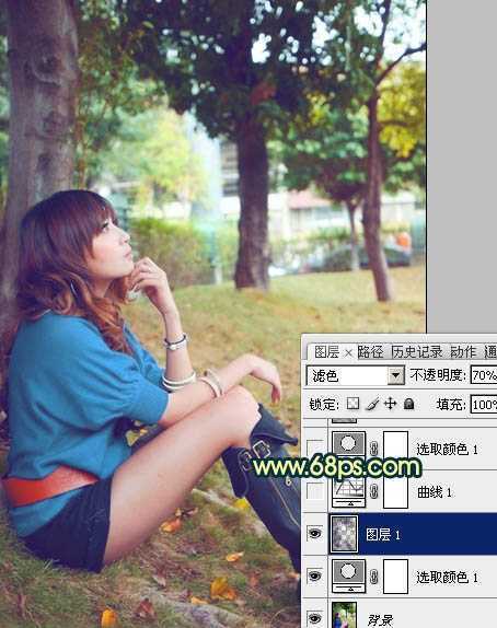 ‘Photoshop将外景美女图片调制出柔美的夏日暖色调效果‘