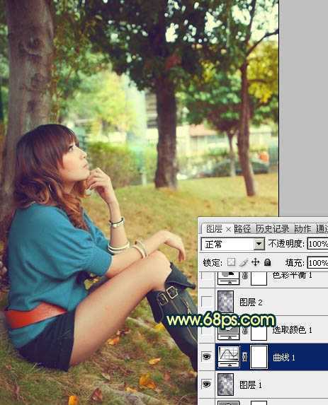 ‘Photoshop将外景美女图片调制出柔美的夏日暖色调效果‘