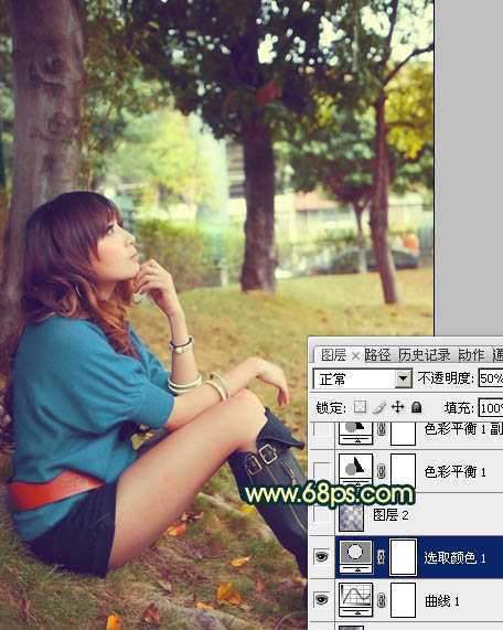 ‘Photoshop将外景美女图片调制出柔美的夏日暖色调效果‘