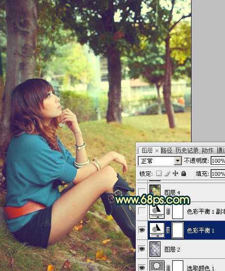 ‘Photoshop将外景美女图片调制出柔美的夏日暖色调效果‘