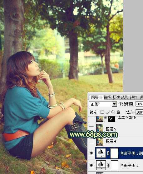 ‘Photoshop将外景美女图片调制出柔美的夏日暖色调效果‘