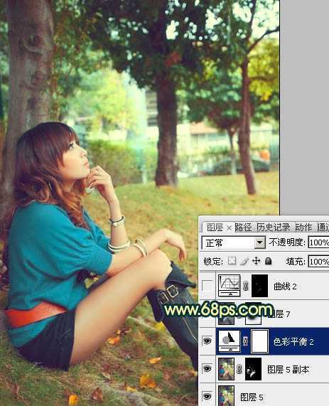 ‘Photoshop将外景美女图片调制出柔美的夏日暖色调效果‘
