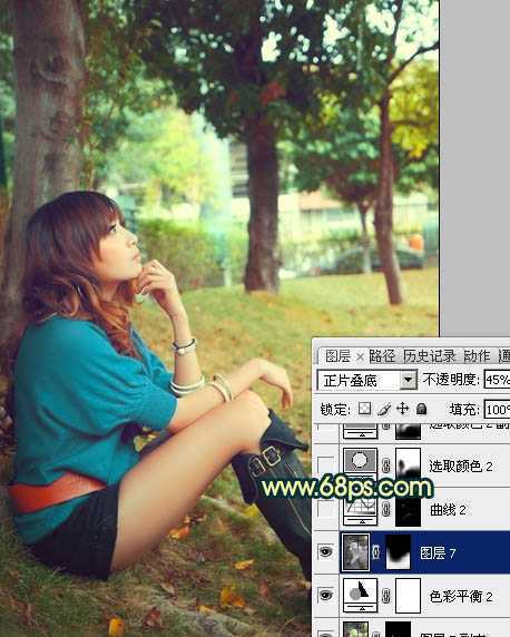 ‘Photoshop将外景美女图片调制出柔美的夏日暖色调效果‘