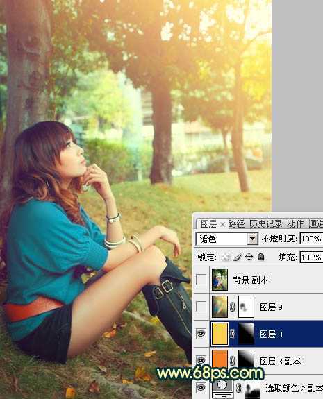 ‘Photoshop将外景美女图片调制出柔美的夏日暖色调效果‘