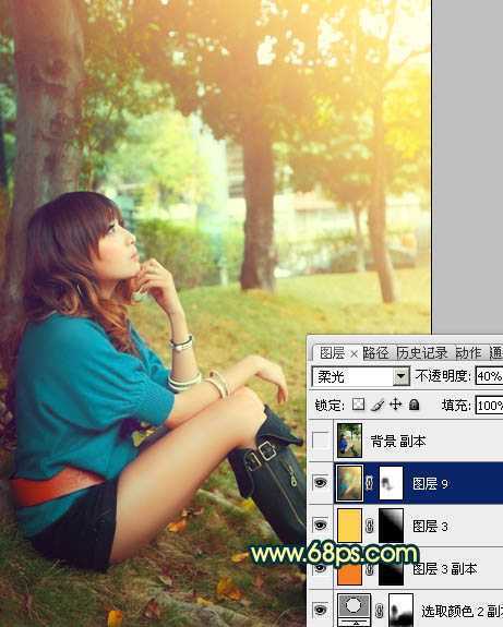 ‘Photoshop将外景美女图片调制出柔美的夏日暖色调效果‘