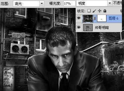 ‘photoshop将帅哥图片合成超酷的雨夜黑白插画效果‘