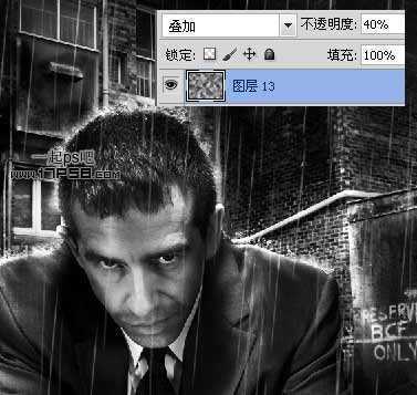 ‘photoshop将帅哥图片合成超酷的雨夜黑白插画效果‘