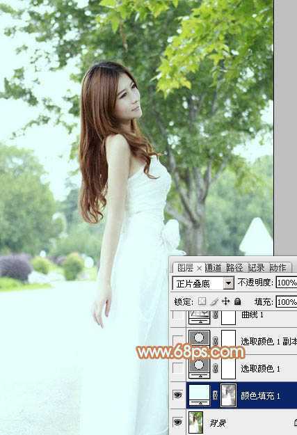 ‘Photoshop为外景美女图片打造清爽的秋季橙红色‘