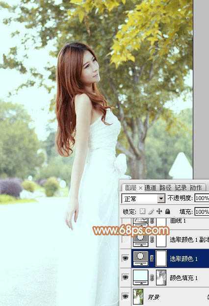 ‘Photoshop为外景美女图片打造清爽的秋季橙红色‘