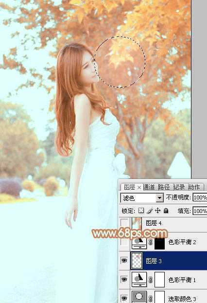 ‘Photoshop为外景美女图片打造清爽的秋季橙红色‘