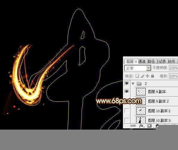 ‘Photoshop制作非常流畅的中秋火焰光丝字‘