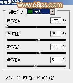 ‘Photoshop为树林美女图片调制出柔和的淡黄早秋色‘