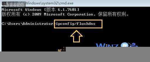 输入“ipconfig/flushdns”