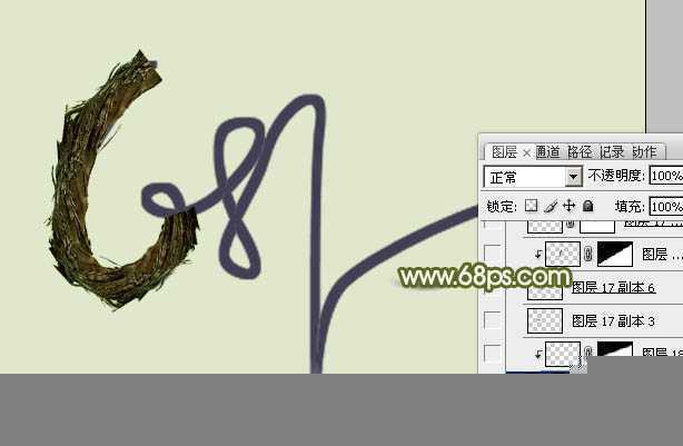 ‘Photoshop制作创意的古树藤连写字‘