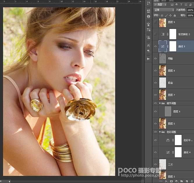 ‘Photoshop为脸部有阴影的人像磨皮及光影美化‘