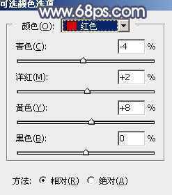 ‘Photoshop调出暗调蓝红色树林美女图片‘