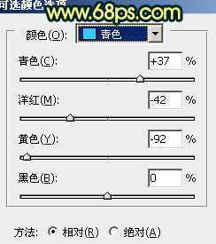 ‘Photoshop中将树林人物图片调成柔美的暗青色‘