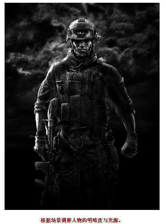 ‘PS合成雨夜中科幻的超级战士‘