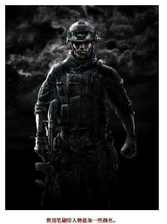 ‘PS合成雨夜中科幻的超级战士‘