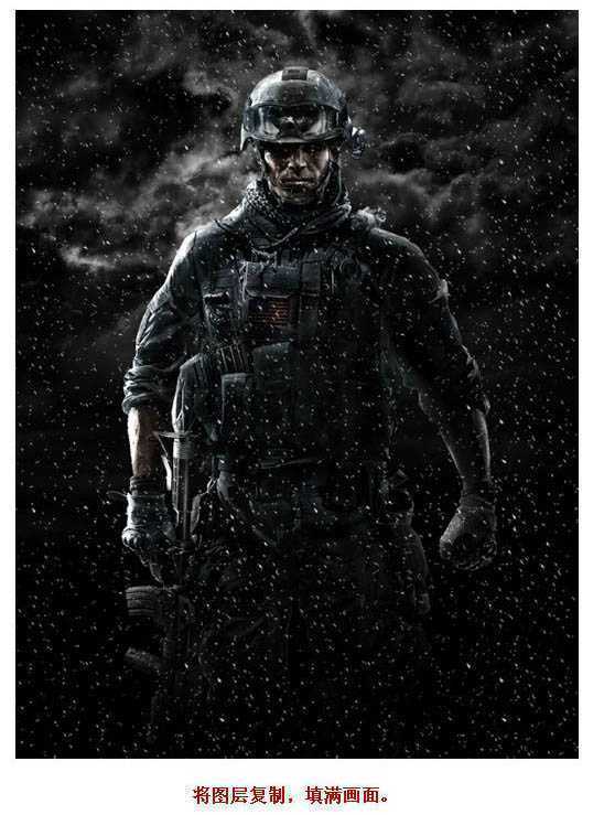 ‘PS合成雨夜中科幻的超级战士‘