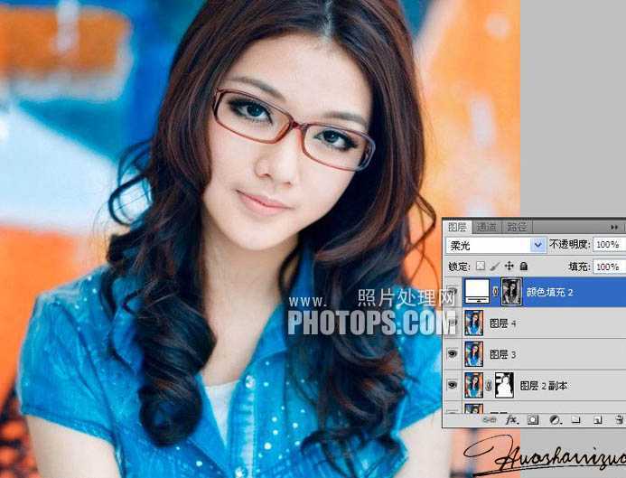 ‘photoshop使用Lab模式为偏暗的美女图片加上甜美色‘