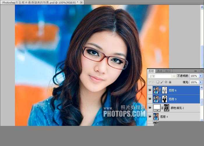 ‘photoshop使用Lab模式为偏暗的美女图片加上甜美色‘