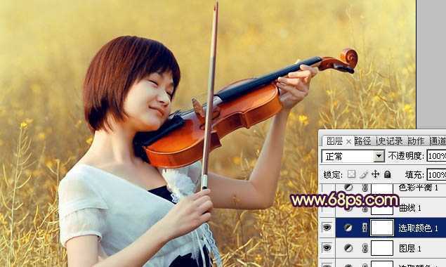 ‘Photoshop将油菜花美女图片跳出漂亮的橙黄色‘