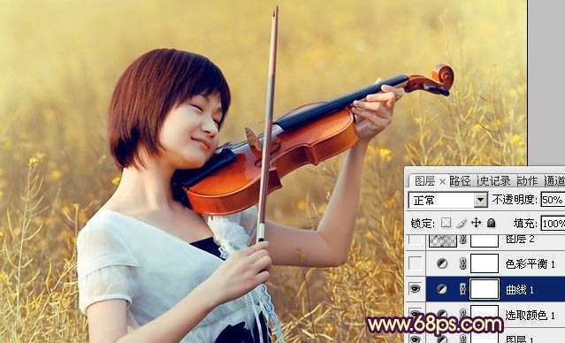 ‘Photoshop将油菜花美女图片跳出漂亮的橙黄色‘