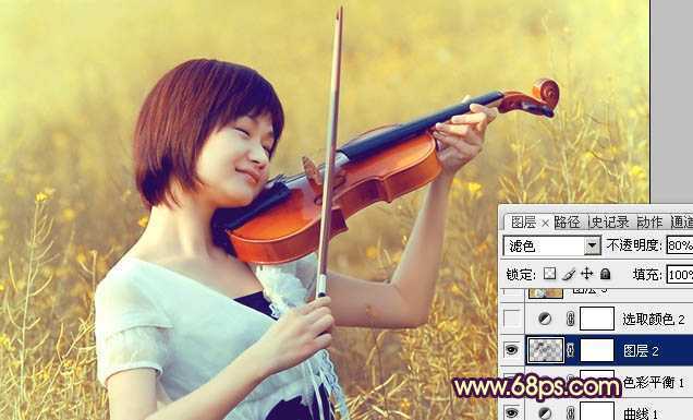 ‘Photoshop将油菜花美女图片跳出漂亮的橙黄色‘