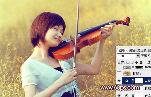 ‘Photoshop将油菜花美女图片跳出漂亮的橙黄色‘