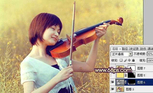 ‘Photoshop将油菜花美女图片跳出漂亮的橙黄色‘