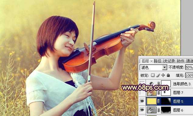 ‘Photoshop将油菜花美女图片跳出漂亮的橙黄色‘