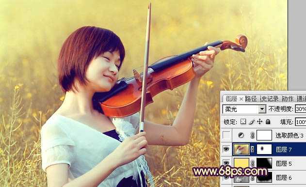 ‘Photoshop将油菜花美女图片跳出漂亮的橙黄色‘