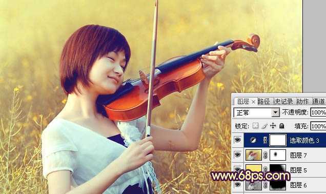 ‘Photoshop将油菜花美女图片跳出漂亮的橙黄色‘