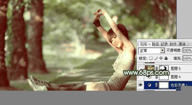 ‘Photoshop为外景人物图片打造出甜美的暗绿色‘