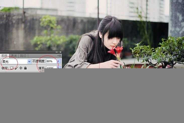 ‘PS将美女图片调出淡绿色意境效果‘