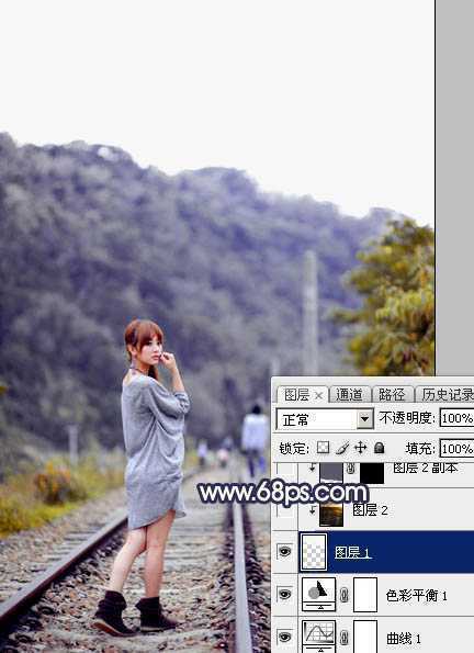 ‘Photoshop调出唯美的暗调霞光色的外景泛白图片‘