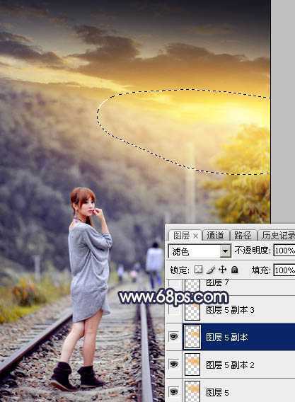 ‘Photoshop调出唯美的暗调霞光色的外景泛白图片‘