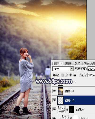 ‘Photoshop调出唯美的暗调霞光色的外景泛白图片‘