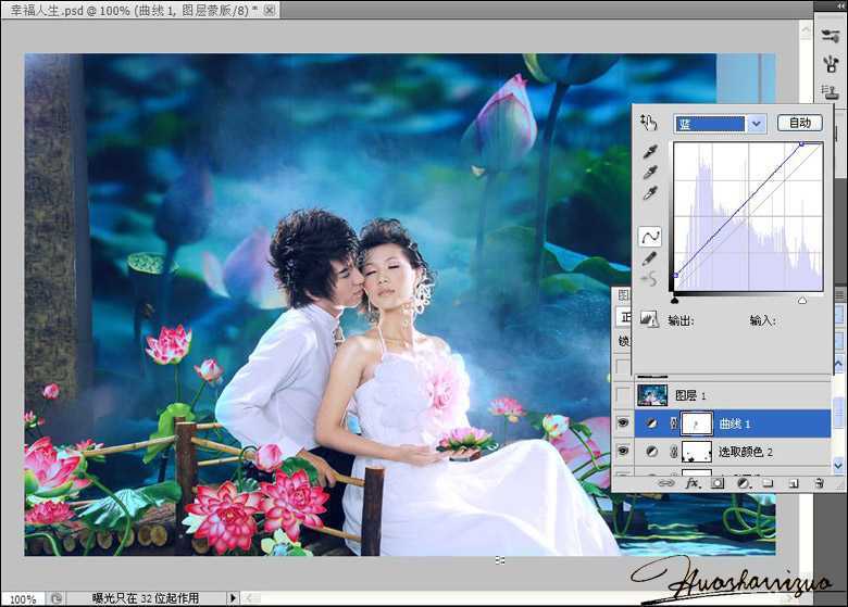 ‘PhotoShop为情侣婚纱照片调制出梦幻清新效果‘
