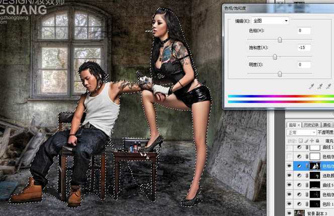 ‘PS合成破旧房间里刺着纹身的男女效果图‘